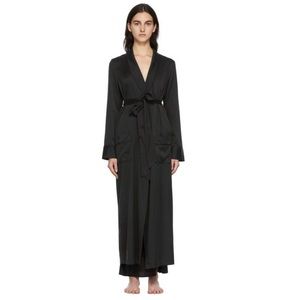 SKIMS Black Silk Sleep Robe